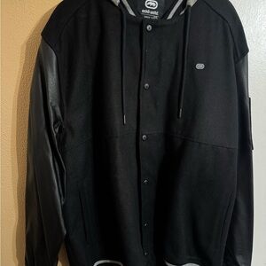Vintage Ecko Unlimited Men's Black Varsity Jacket